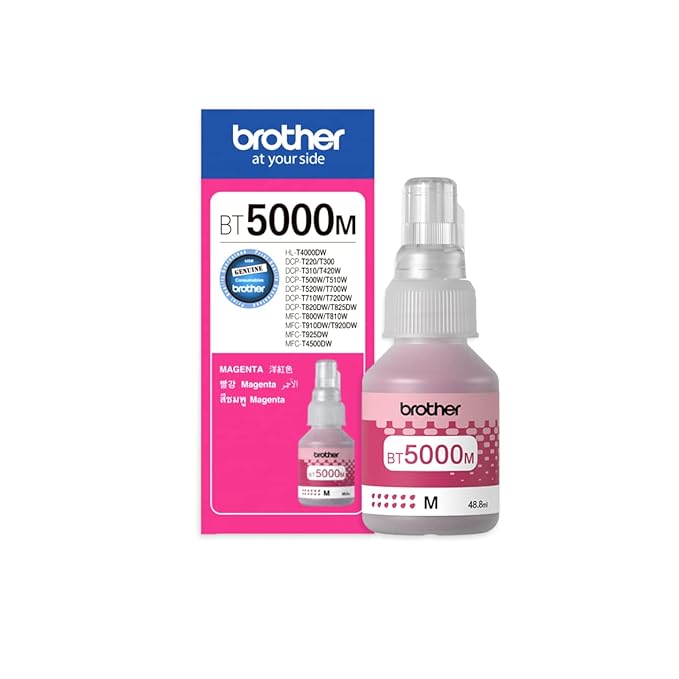 INK BOTTLE MAGENTA COLOR(BROTHER) USE WITH(DCP-T220, DCP-T226, DCP-T420W, DCP-T426W, DCP-T520W, DCP-T525W, DCP-T820DW, MFC-T920DW, DCP-T310, DCP-T510W,DCP-T710W,MFC-T910DW, HL-T4000DW, MFC-T4500DW)